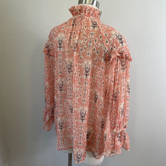 Sundance Womens Small Madeleine Sweet Peasant Boho Blouse Long Sleeve Sheer Top - Picture 9 of 13